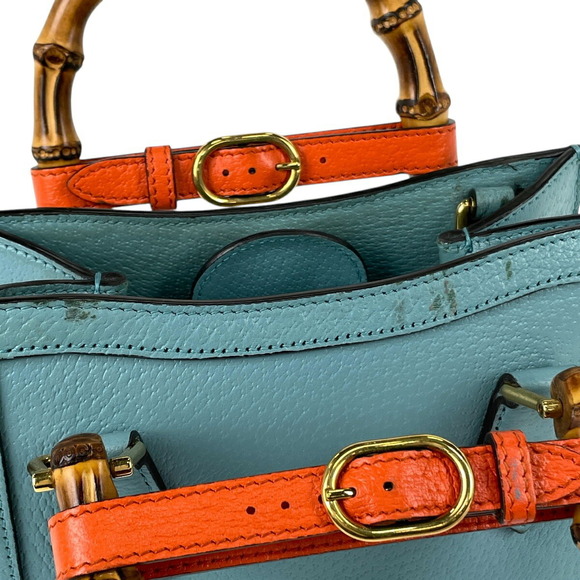 Gucci Diana Tote Shoulder Bag GG Marmont Leather Blue - Picture 8 of 10